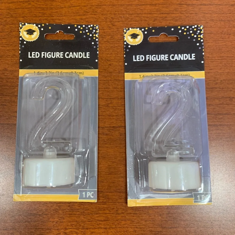 LED Figure Candle - Number 2 - White